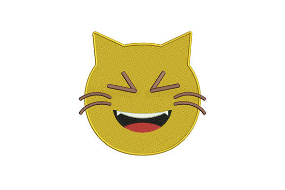 Smiling Cat Emoji Embroidery Design